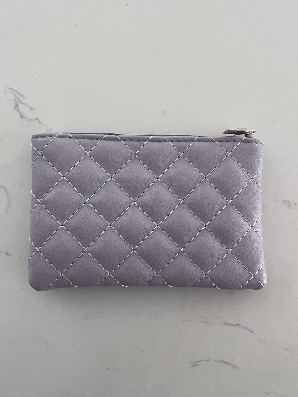 Quilted Lavender Zip Pouch Wallet - Women Bags